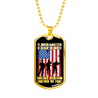 Load image into Gallery viewer, Designs by MyUtopia Shout Out:Together We Fight Personalized Engravable Keepsake Dog Tag Necklace,Gold / No,Dog Tag Necklace
