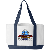 Load image into Gallery viewer, Designs by MyUtopia Shout Out:Toilet Paper Apocalypse Survivor 2020 Gym / Shopping Fabric Tote Bag,19 x 12 x 4 / White/Navy,Gym Totebag
