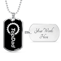 Load image into Gallery viewer, Designs by MyUtopia Shout Out:Top Dad Personalized Engravable Keepsake Dog Tag,Silver / Yes,Dog Tag Necklace
