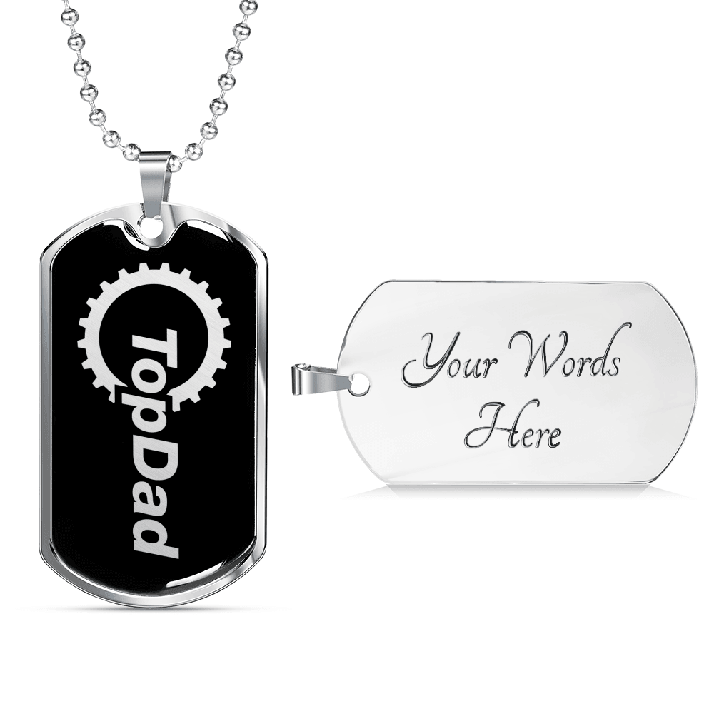 Designs by MyUtopia Shout Out:Top Dad Personalized Engravable Keepsake Dog Tag,Silver / Yes,Dog Tag Necklace