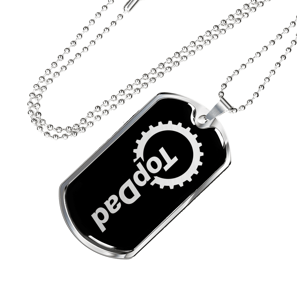 Designs by MyUtopia Shout Out:Top Dad Personalized Engravable Keepsake Dog Tag,Silver / No,Dog Tag Necklace