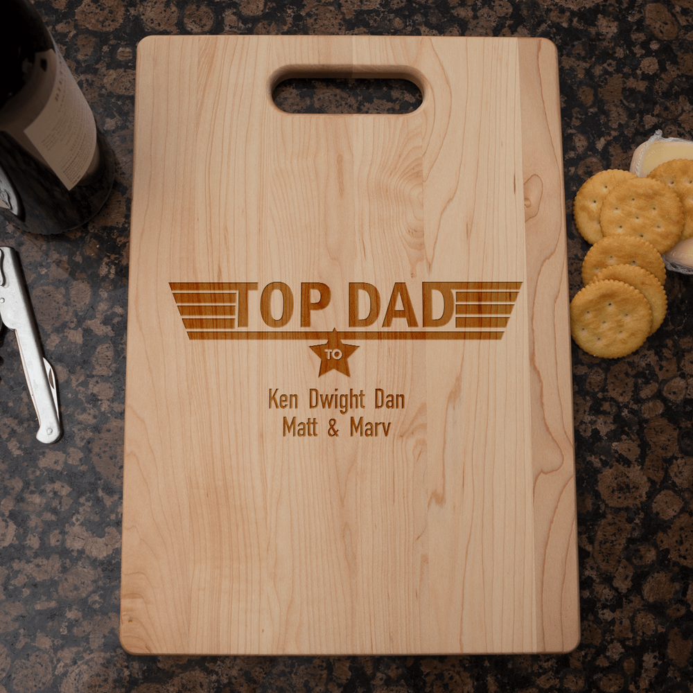 Designs by MyUtopia Shout Out:Top Dad Personalized with Kids Names Engraved Maple Cutting Board