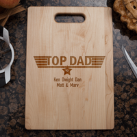 Load image into Gallery viewer, Designs by MyUtopia Shout Out:Top Dad Personalized with Kids Names Engraved Maple Cutting Board

