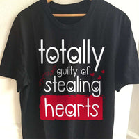 Load image into Gallery viewer, Designs by MyUtopia Shout Out:Totally Guilty of Stealing Hearts Valentines Day Humor Adult Unisex T-Shirt
