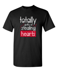 Load image into Gallery viewer, Designs by MyUtopia Shout Out:Totally Guilty of Stealing Hearts Valentines Day Humor Adult Unisex T-Shirt,S / Black,Adult Unisex T-Shirt
