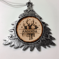 Load image into Gallery viewer, Designs by MyUtopia Shout Out:Tree Slice Rudolph Christmas Personalized Keepsake Ornament,Christmas Tree,Personalized Christmas Ornament
