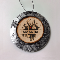 Load image into Gallery viewer, Designs by MyUtopia Shout Out:Tree Slice Rudolph Christmas Personalized Keepsake Ornament,Christmas Round Ornament,Personalized Christmas Ornament
