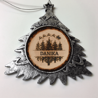 Load image into Gallery viewer, Designs by MyUtopia Shout Out:Tree Slice Trees Personalized Christmas Keepsake Ornament,Christmas Tree,Personalized Christmas Ornament
