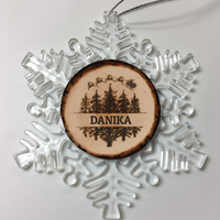Load image into Gallery viewer, Designs by MyUtopia Shout Out:Tree Slice Trees Personalized Christmas Keepsake Ornament,Christmas Snow Flake,Personalized Christmas Ornament
