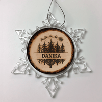 Load image into Gallery viewer, Designs by MyUtopia Shout Out:Tree Slice Trees Personalized Christmas Keepsake Ornament,Christmas Snow Crystal,Personalized Christmas Ornament
