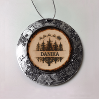 Load image into Gallery viewer, Designs by MyUtopia Shout Out:Tree Slice Trees Personalized Christmas Keepsake Ornament,Christmas Round Ornament,Personalized Christmas Ornament
