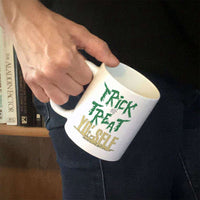 Load image into Gallery viewer, Designs by MyUtopia Shout Out:Trick or Treat Yo&#39;self White Ceramic Coffee Mug
