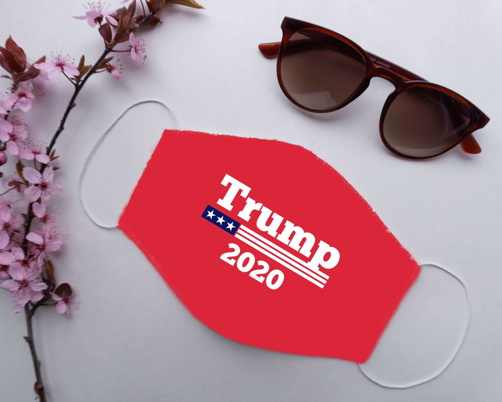 Designs by MyUtopia Shout Out:Trump 2020 Adult Fabric Face Mask with Elastic Ear Loops
