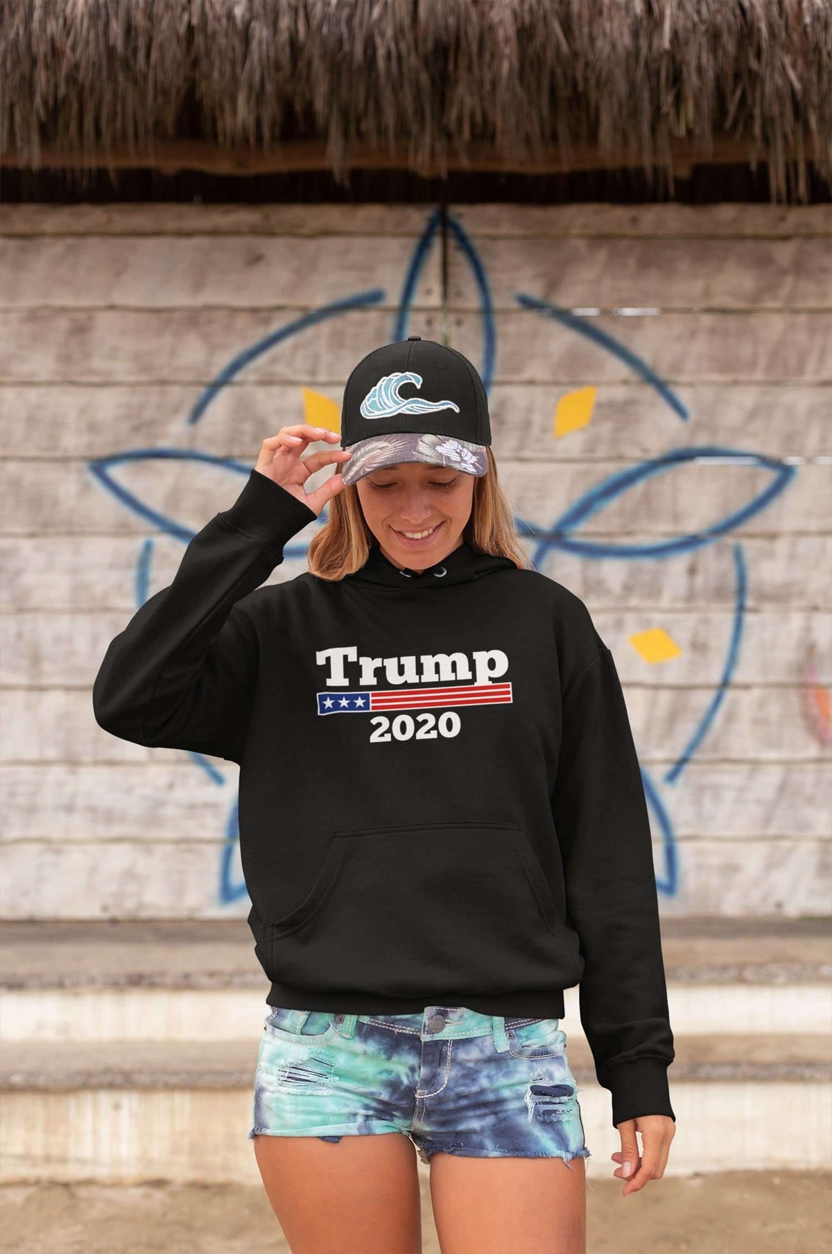 Designs by MyUtopia Shout Out:Trump 2020 Core Fleece Pullover Hoodie