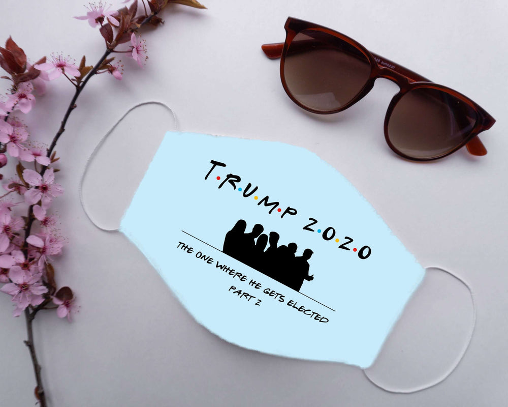 Designs by MyUtopia Shout Out:Trump 2020 Elected P2 Adult Fabric Face Mask with Elastic Ear Loops