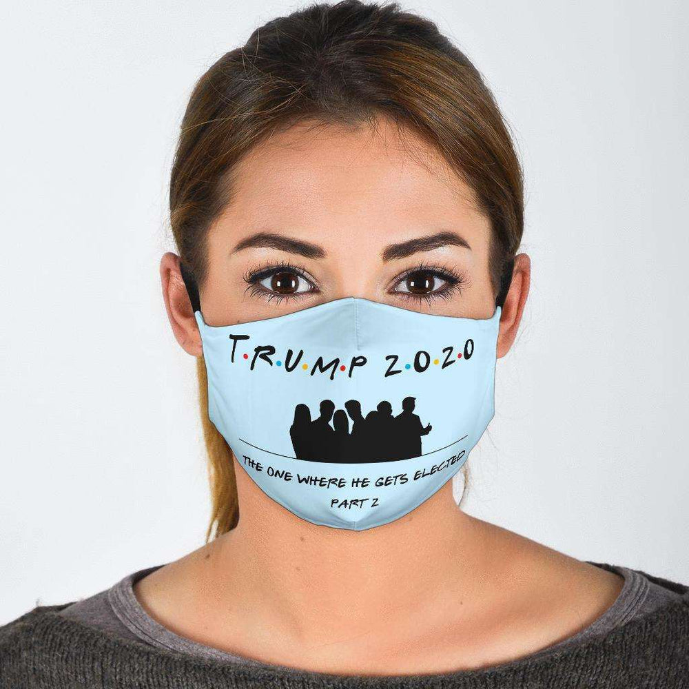 Designs by MyUtopia Shout Out:Trump 2020 Elected P2 Fitted Adult Face Mask