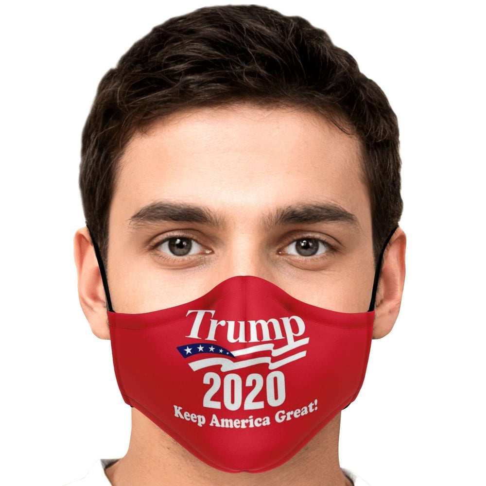 Designs by MyUtopia Shout Out:Trump 2020 Keep America Great Fitted Face Mask w. Adjustable Ear Loops,Adult / Single / No filters,Fabric Face Mask