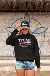 Load image into Gallery viewer, Designs by MyUtopia Shout Out:Trump 2020 Make Liberals Cry Again Core Fleece Pullover Hoodie
