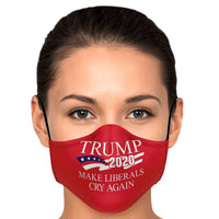 Load image into Gallery viewer, Designs by MyUtopia Shout Out:Trump 2020 Make Liberals Cry Again Fitted Face Mask, Adjustable Ear Loops
