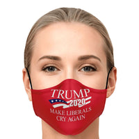 Load image into Gallery viewer, Designs by MyUtopia Shout Out:Trump 2020 Make Liberals Cry Again Fitted Face Mask, Adjustable Ear Loops
