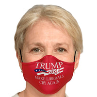 Load image into Gallery viewer, Designs by MyUtopia Shout Out:Trump 2020 Make Liberals Cry Again Fitted Face Mask, Adjustable Ear Loops
