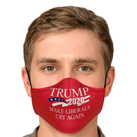 Load image into Gallery viewer, Designs by MyUtopia Shout Out:Trump 2020 Make Liberals Cry Again Fitted Face Mask, Adjustable Ear Loops
