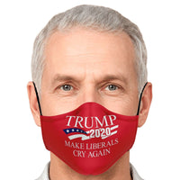 Load image into Gallery viewer, Designs by MyUtopia Shout Out:Trump 2020 Make Liberals Cry Again Fitted Face Mask, Adjustable Ear Loops
