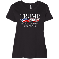 Load image into Gallery viewer, Designs by MyUtopia Shout Out:Trump 2020 Make Liberals Cry Again Ladies&#39; Curvy T-Shirt,Black / Plus 1X,Ladies T-Shirts
