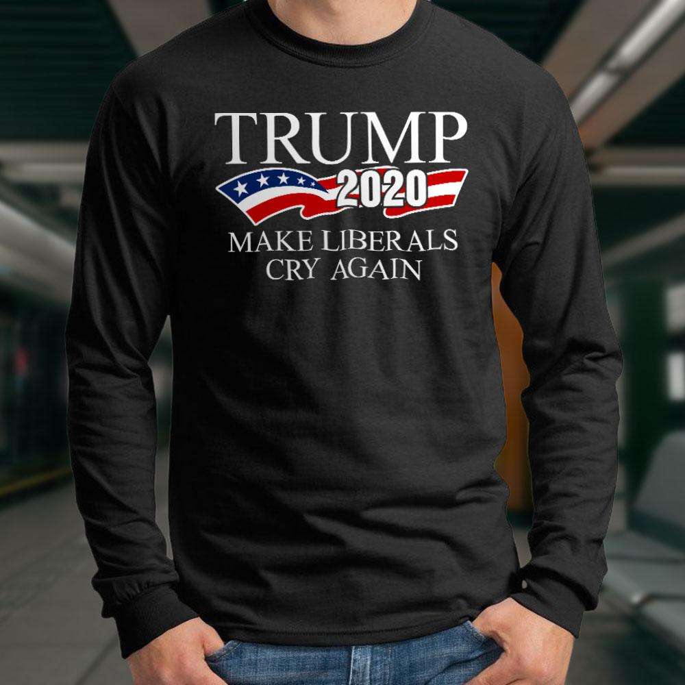 Designs by MyUtopia Shout Out:Trump 2020 Make Liberals Cry Again Long Sleeve Ultra Cotton T-Shirt