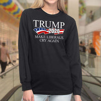 Load image into Gallery viewer, Designs by MyUtopia Shout Out:Trump 2020 Make Liberals Cry Again Long Sleeve Ultra Cotton T-Shirt
