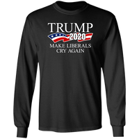 Load image into Gallery viewer, Designs by MyUtopia Shout Out:Trump 2020 Make Liberals Cry Again Long Sleeve Ultra Cotton T-Shirt,S / Black,Long Sleeve T-Shirts
