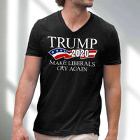 Load image into Gallery viewer, Designs by MyUtopia Shout Out:Trump 2020 Make Liberals Cry Again Men&#39;s Printed V-Neck T-Shirt
