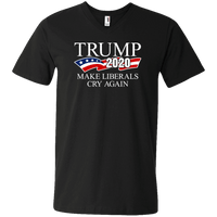 Load image into Gallery viewer, Designs by MyUtopia Shout Out:Trump 2020 Make Liberals Cry Again Men&#39;s Printed V-Neck T-Shirt,S / Black,Adult Unisex Vneck Tee

