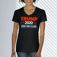 Load image into Gallery viewer, Designs by MyUtopia Shout Out:Trump 2020 Screw Your Feelings Ladies&#39; V-Neck T-Shirt
