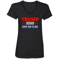 Load image into Gallery viewer, Designs by MyUtopia Shout Out:Trump 2020 Screw Your Feelings Ladies&#39; V-Neck T-Shirt,S / Black,Ladies T-Shirts
