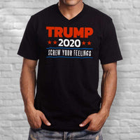 Load image into Gallery viewer, Designs by MyUtopia Shout Out:Trump 2020 Screw Your Feelings Men&#39;s Printed V-Neck T-Shirt

