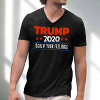 Load image into Gallery viewer, Designs by MyUtopia Shout Out:Trump 2020 Screw Your Feelings Men&#39;s Printed V-Neck T-Shirt
