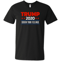 Load image into Gallery viewer, Designs by MyUtopia Shout Out:Trump 2020 Screw Your Feelings Men&#39;s Printed V-Neck T-Shirt,S / Black,Adult Unisex Vneck Tee
