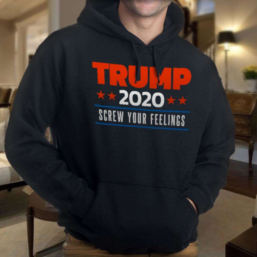 Designs by MyUtopia Shout Out:Trump 2020 Screw Your Feelings Political Humor Core Fleece Pullover Hoodie