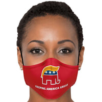 Load image into Gallery viewer, Designs by MyUtopia Shout Out:Trump Elephant Humor Fitted Face Mask w. Adjustable Ear Loops

