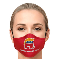 Load image into Gallery viewer, Designs by MyUtopia Shout Out:Trump Elephant Humor Fitted Face Mask w. Adjustable Ear Loops
