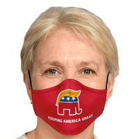 Load image into Gallery viewer, Designs by MyUtopia Shout Out:Trump Elephant Humor Fitted Face Mask w. Adjustable Ear Loops
