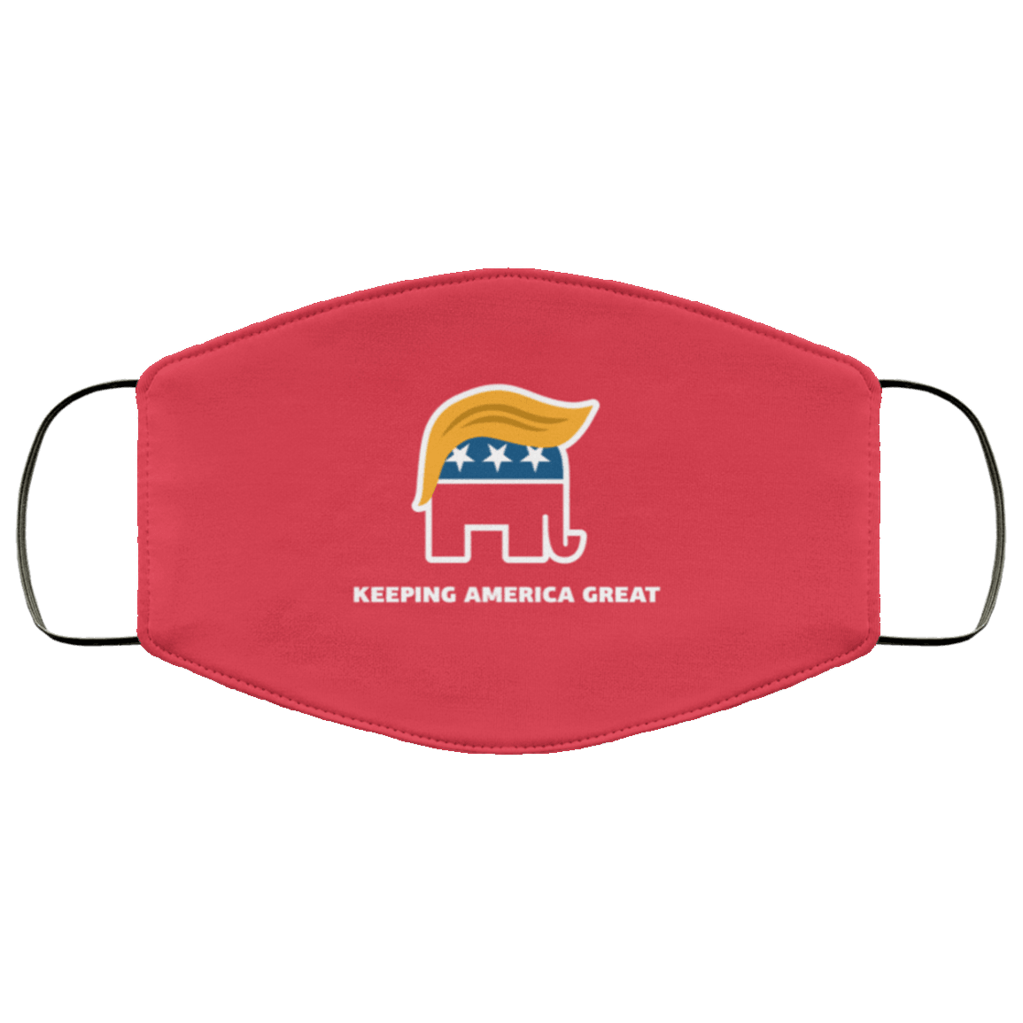 Designs by MyUtopia Shout Out:Trump Elephant Keeping America Great Adult Fabric Face Mask with Elastic Ear Loops,3 Layer Fabric Face Mask / Red / Adult,Fabric Face Mask