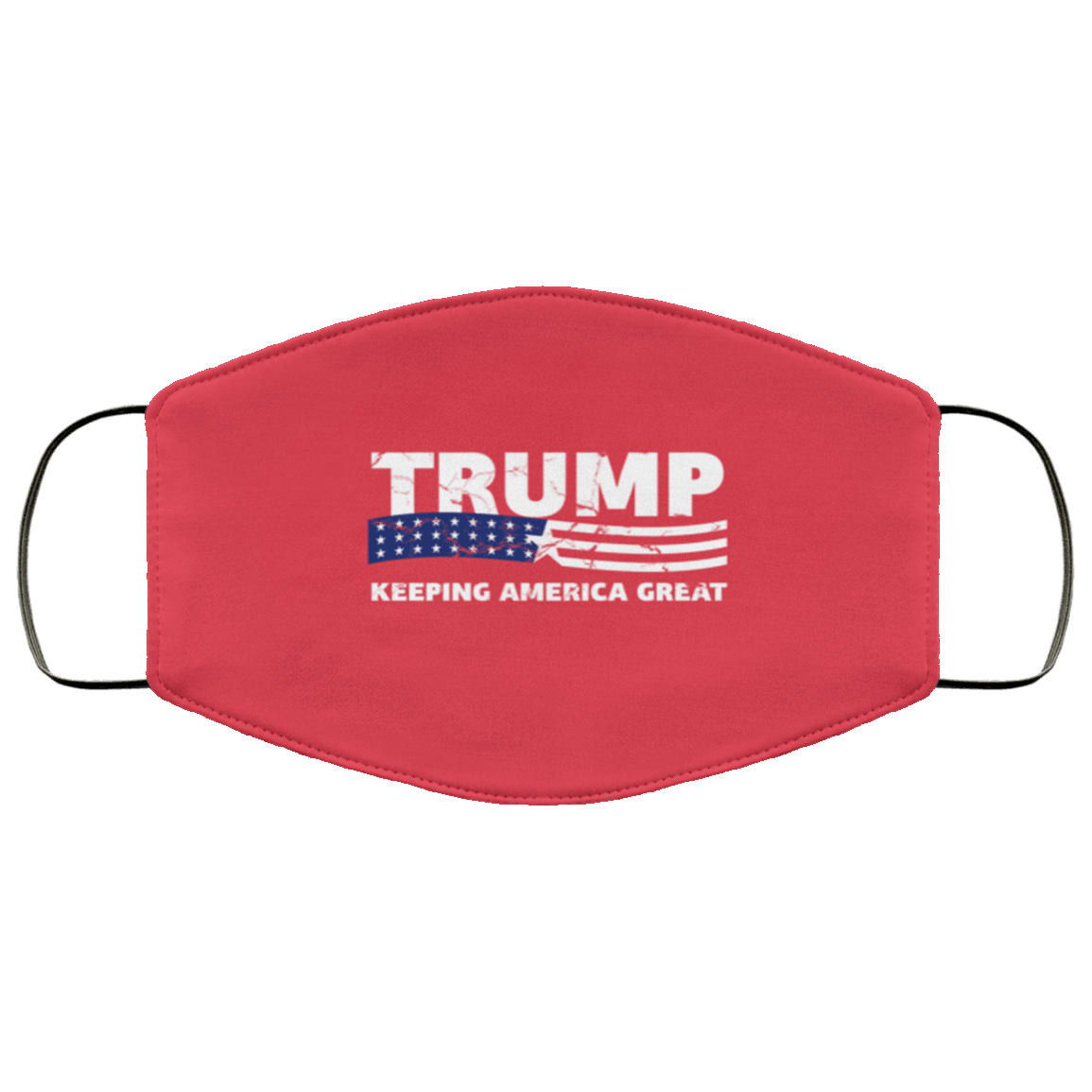 Designs by MyUtopia Shout Out:Trump Flag Keeping America Great Adult Fabric Face Mask with Elastic Ear Loops,3 Layer Fabric Face Mask / Red / White,Fabric Face Mask