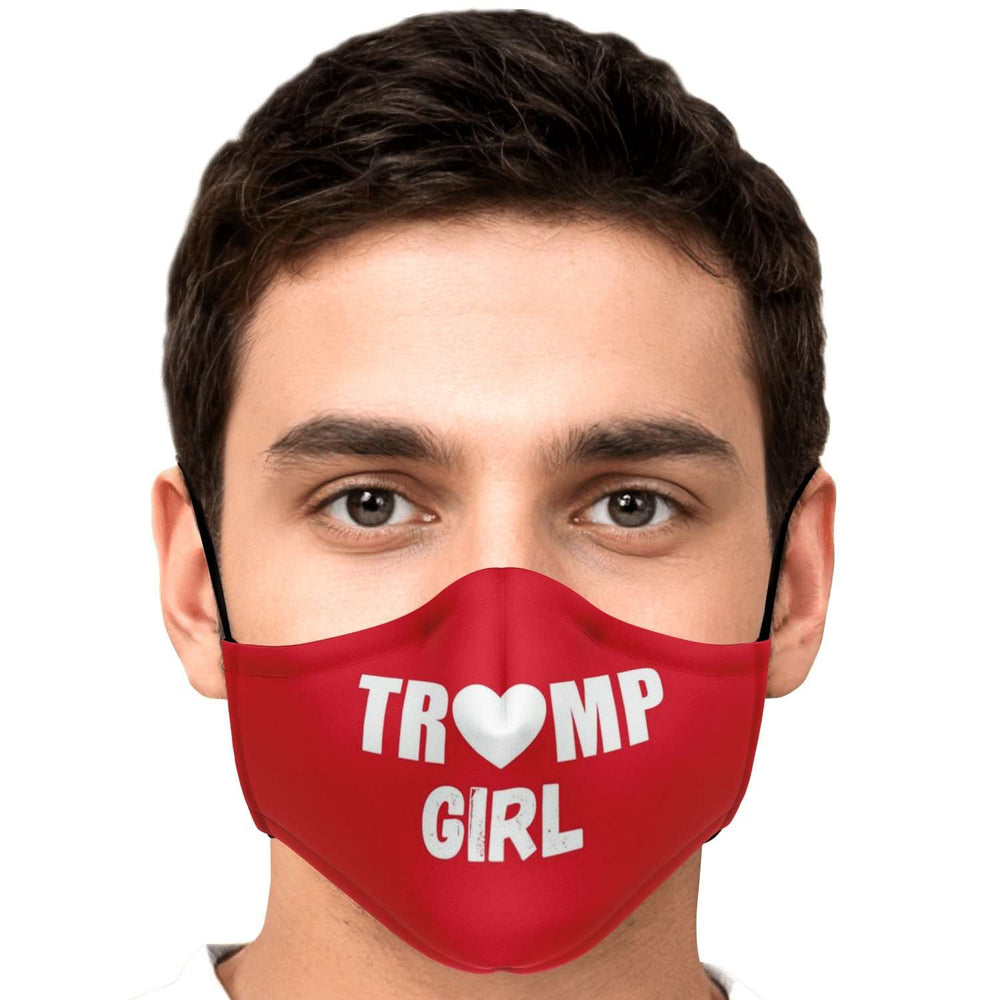 Designs by MyUtopia Shout Out:Trump Girl Adult Fitted Face Mask with Adjustable Ear Loops
