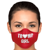 Load image into Gallery viewer, Designs by MyUtopia Shout Out:Trump Girl Adult Fitted Face Mask with Adjustable Ear Loops,Adult / Single / No filters,Fabric Face Mask
