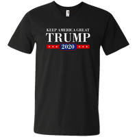 Load image into Gallery viewer, Designs by MyUtopia Shout Out:Trump Keep America Great 2020 Men&#39;s Printed V-Neck T-Shirt,S / Black,Adult Unisex Vneck Tee
