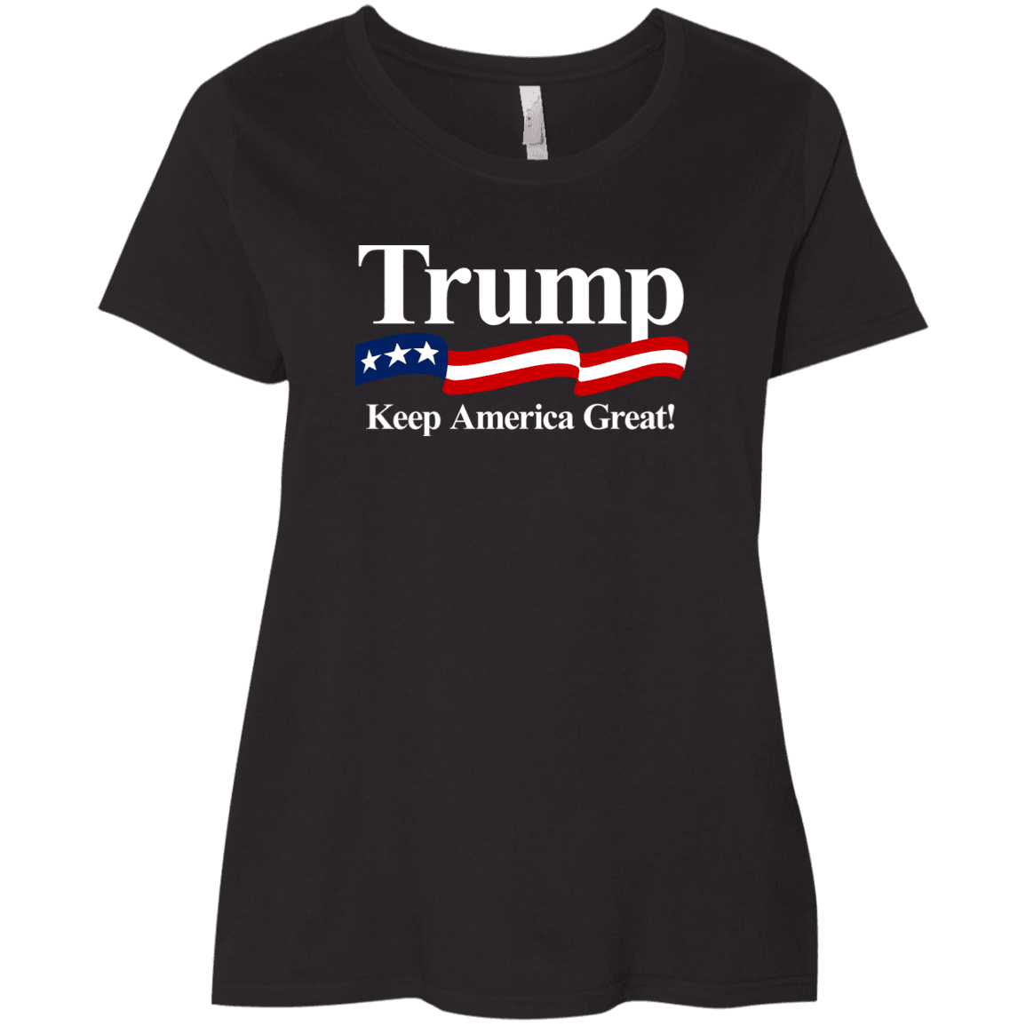 Designs by MyUtopia Shout Out:Trump Keep America Great Ladies' Plus Size Curvy T-Shirt,Black / Plus 1X,Ladies T-Shirts