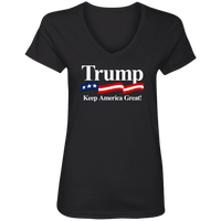 Load image into Gallery viewer, Designs by MyUtopia Shout Out:Trump Keep America Great Ladies&#39; V-Neck T-Shirt,Black / S,Ladies T-Shirts
