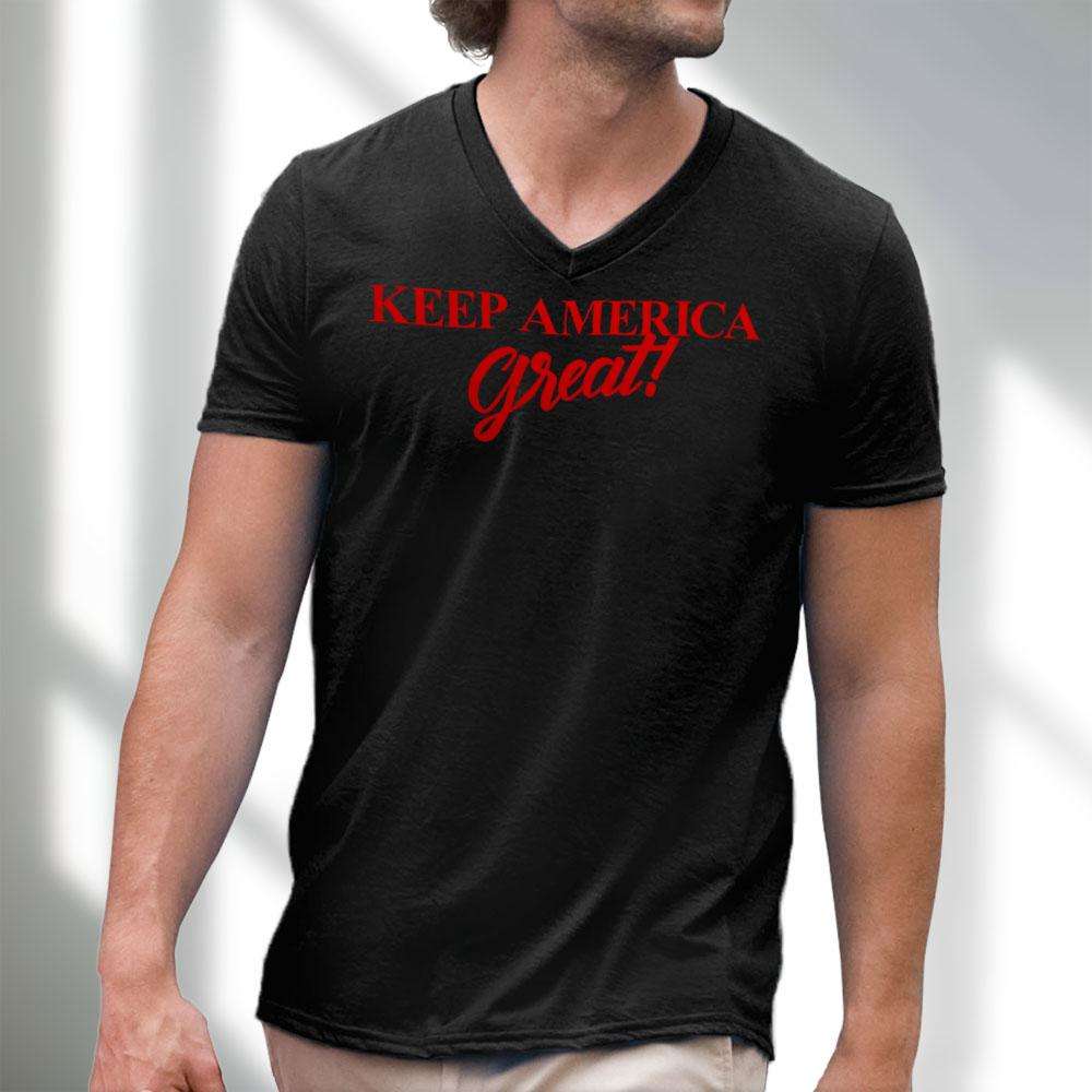 Designs by MyUtopia Shout Out:Trump Keep America Great Men's Printed V-Neck T-Shirt